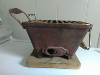 Antique Cast Iron Miniature Table Top Hibachi Grill Made In Japan