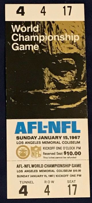 1967 Bowl I Full Ticket.  Weldon Williams And Lick Identified As Proof Rare
