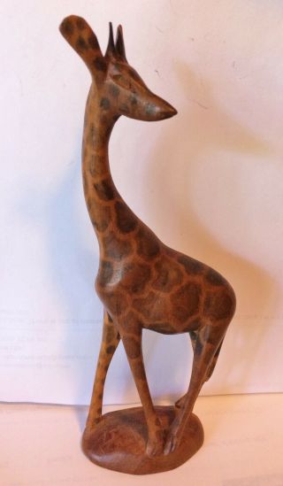 Vintage Hand Carved Giraffe Figurine Made In Kenya 6 Inch Tall