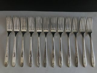 Vintage Set Of 12 Oneida Community Silver Plate Grosvenor Pattern Dinner Forks
