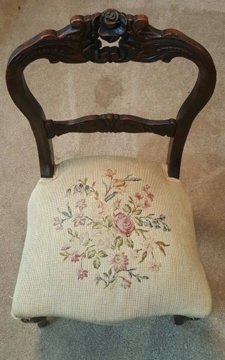 Vintage Rose Back Wooden Chair With Seating Cover