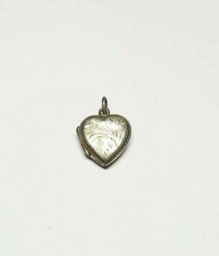 Vintage Sterling Silver 925 Etched Heart Locket Pendant