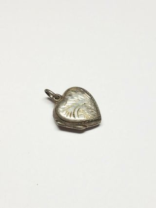 Vintage Sterling Silver 925 Etched Heart Locket Pendant 2