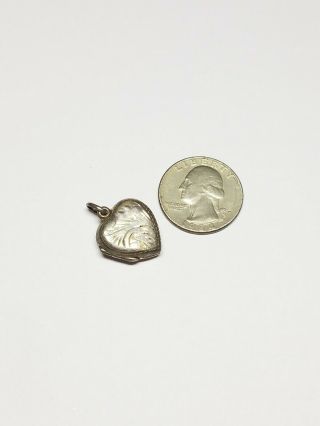 Vintage Sterling Silver 925 Etched Heart Locket Pendant 3