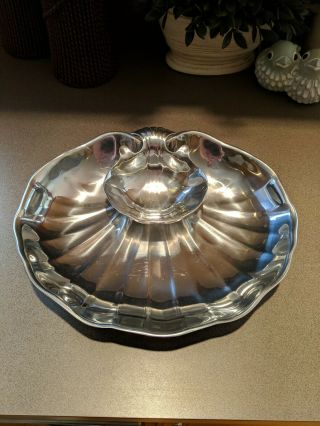 Vintage Wilton Armetale Pewter Clam Shell 2 Piece Chip And Dip Set