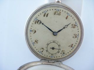 Antique German Pocket Watch 800 Silver Anker 15 Steine Fancy Dial Running 3