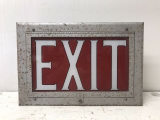 Vintage 10 " X 15 " Exit Sign - 2 Lights - Brackets