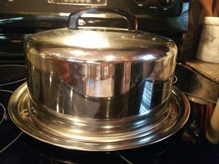 Vintage Stainless Steel Cake Taker Carrier Made In The Usa - Everedy Retro Style