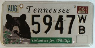 Tennessee Tn License Plate Tag Black Bear 2006 Vol Wildlife Specialty Vintage M