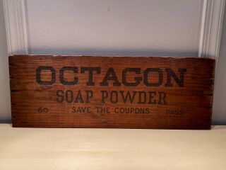 Old Vtg Wood Wooden Advertising Sign Octagon Soap Powder Save The Coupons