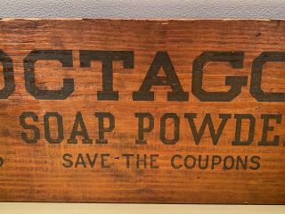 Old Vtg Wood Wooden Advertising Sign OCTAGON Soap Powder Save The Coupons 3