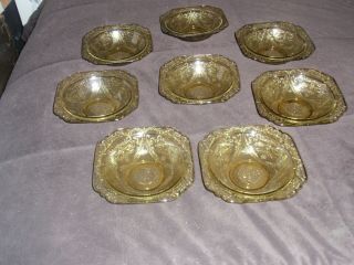 Vintage Depression Glass Madrid Pattern Set Of Eight Cereal/soup Bowls