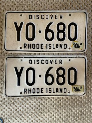Pair 1972 Vintage Rhode Island 1972 License Plate