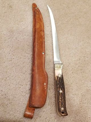 Vintage Schrade 167uh Uncle Henry Staglon Handle Steelhead Fillet Knife 12 "