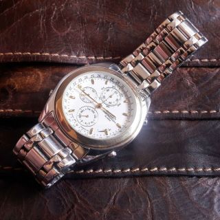 Vintage Citizen Quartz Alarm Chronograph Japan Date Steel Wrist Watch For Men