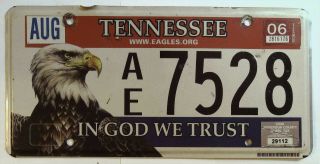 Tennessee Tn License Plate Tag Vintage 2006 Bald Eagle God We Trust Specialty L