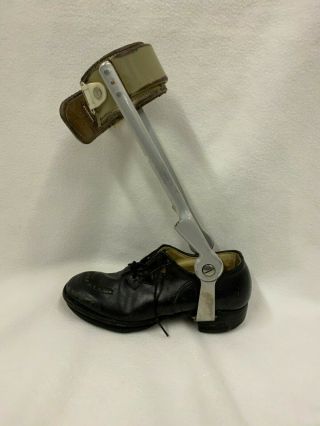 Vintage Antique Metal Polio Brace With Leather Shoe Steampunk Child Size