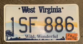 2006 West Virginia Wild,  Wonderful Scenic License Plate 1sf 886