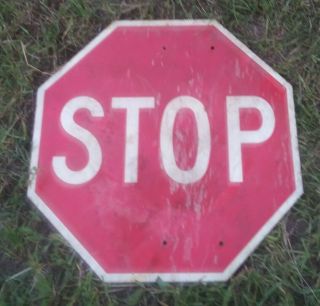 Vintage Road Stop Sign 24” X24” Square Red And White Octagon Aluminum?