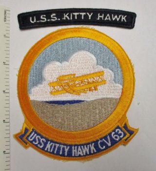 Us Navy Uss Kitty Hawk Cv - 63 Aircraft Carrier Patch & Tab Vintage