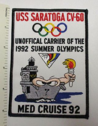 Us Navy Uss Saratoga Cv - 60 Patch 1992 Olympics / Med Cruise Vintage