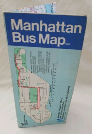 Vintage 1980 Mta Manhattan Bus Map York City Transit Authority Graffiti