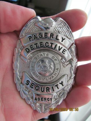 Vintage Pagerly Security Detective Badge Pennsylvania
