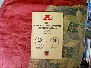 1971 Afc Championship Game Media Guide Program Miami Dolphins Baltimore Colts