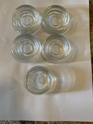 5 Vintage Thick Clear Glass Furniture Coaster Caster Cups 2 " Leg Feet
