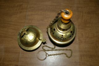 Vintage Antique Catholic Single Chain Incense Thurible Censer,  Boat and Spoon 2