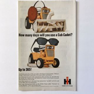 1969 International Harvester Cub Cadet Tractor Mower Vintage Print Ad