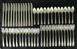 1847 Rogers Bros Daffodil Pattern Silverplate Silverware 4 Pc Service Set For 12