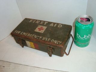 Vintage U S F First Aid Kit General Purpose Metal Box Military