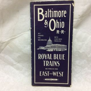 Vintage 1904 Advertising Baltimore And Ohio Royal Blue Trains Schedule Pamphlet