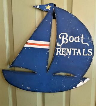 Antique Vintage Metal Boat Rental Sign 20 " H X 20 " W