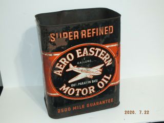 Vintage Aero Eastern 2 Gal.  Oil Can,  No Top,  Graphics,