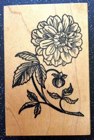Vintage Rubber Stamp " Glorious Dalia Flower " By Psx Designs 3 1/2 X 2 1/4 "