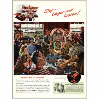 1947 Wurlitzer Music: Stop Linger And Listen Vintage Print Ad