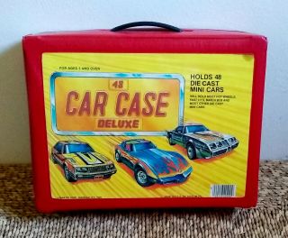 Vintage Tara Toy Die Cast 48 Car Red Deluxe Case 4 Trays Hot Wheels Matchbox