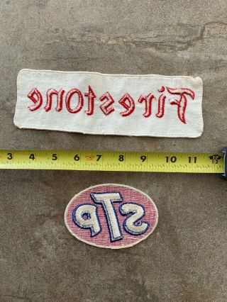 VTG 70s 80s FIRESTONE TIRES Embroidered Patch Sew On Automotive,  STP 2