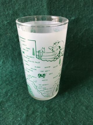 Vintage Texas State - The Lone Star State Souvenir Frosted Glass Tumbler