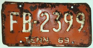 Tennessee Tn License Plate Tag 1969 Tractor Trailer Truck Fb - 2399 Joint B