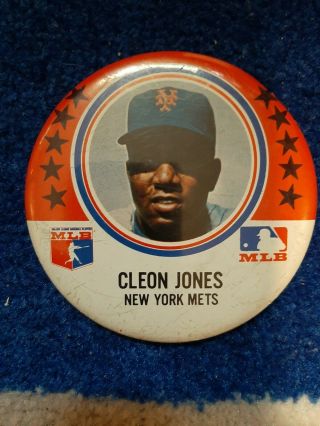 Vintage 1969 Cleon Jones/ Ny Mets 3 1/2 " Pinback Button - Ex,  Pin - Rare - Shea