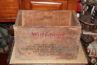 Antique Remington Arms Co.  Wood Box Crate 12 Gauge Shotgun 1 Empty Bridgeport