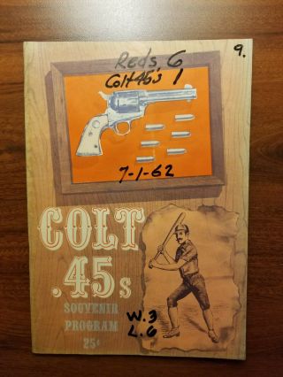 Houston Colt.  45s Vs Reds 1962 Frank Robinson Baseball Program Scorecard