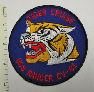 Us Navy Uss Ranger Cv - 61 Aircraft Carrier Patch Tiger Cruise Vintage