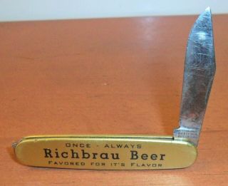 Vintage,  Richbrau Beer Advertising Folding Single Blade Pocket Knife