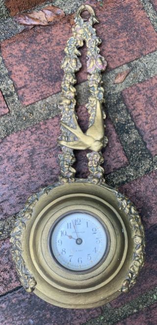 Antique Ansonia York Clock: 8 Day Novelty Guilt Wind Up -