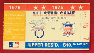 1976 Mlb Baseball All Star Game Ticket Philadelphia Vintage Phillies Early Old