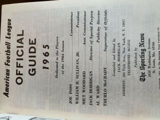 AFL 1965 American Football League Guide Book 3